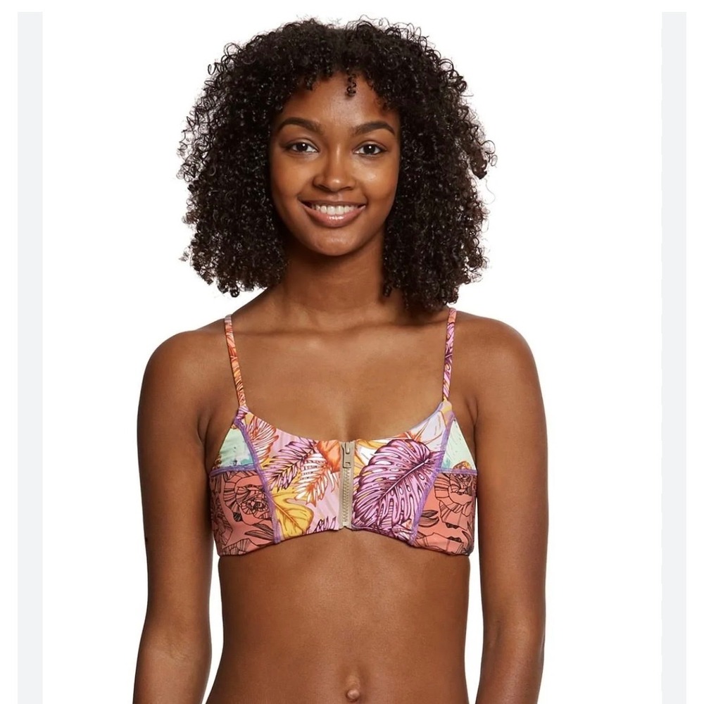 Maaji Super Fly Palms Bikini Top Size XL Zipper Swim‎